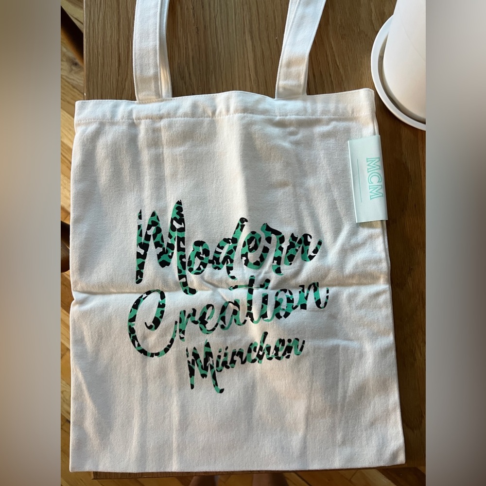 MCM White Canvas Tote